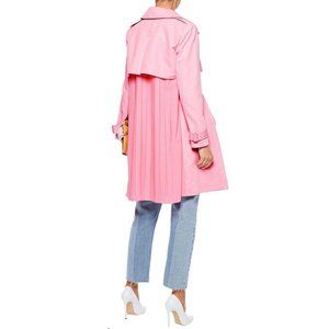 ALICE+OLIVIA Monique Pleated Crepe De Chine-Paneled Gabardine Trench Coat